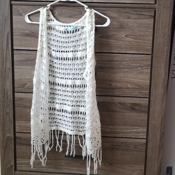 white crochet vest